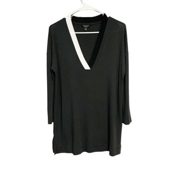 Banana Republic Cruella Black n White Outfit Tunic Supersoft V Neck Blouse Small - Picture 4 of 9